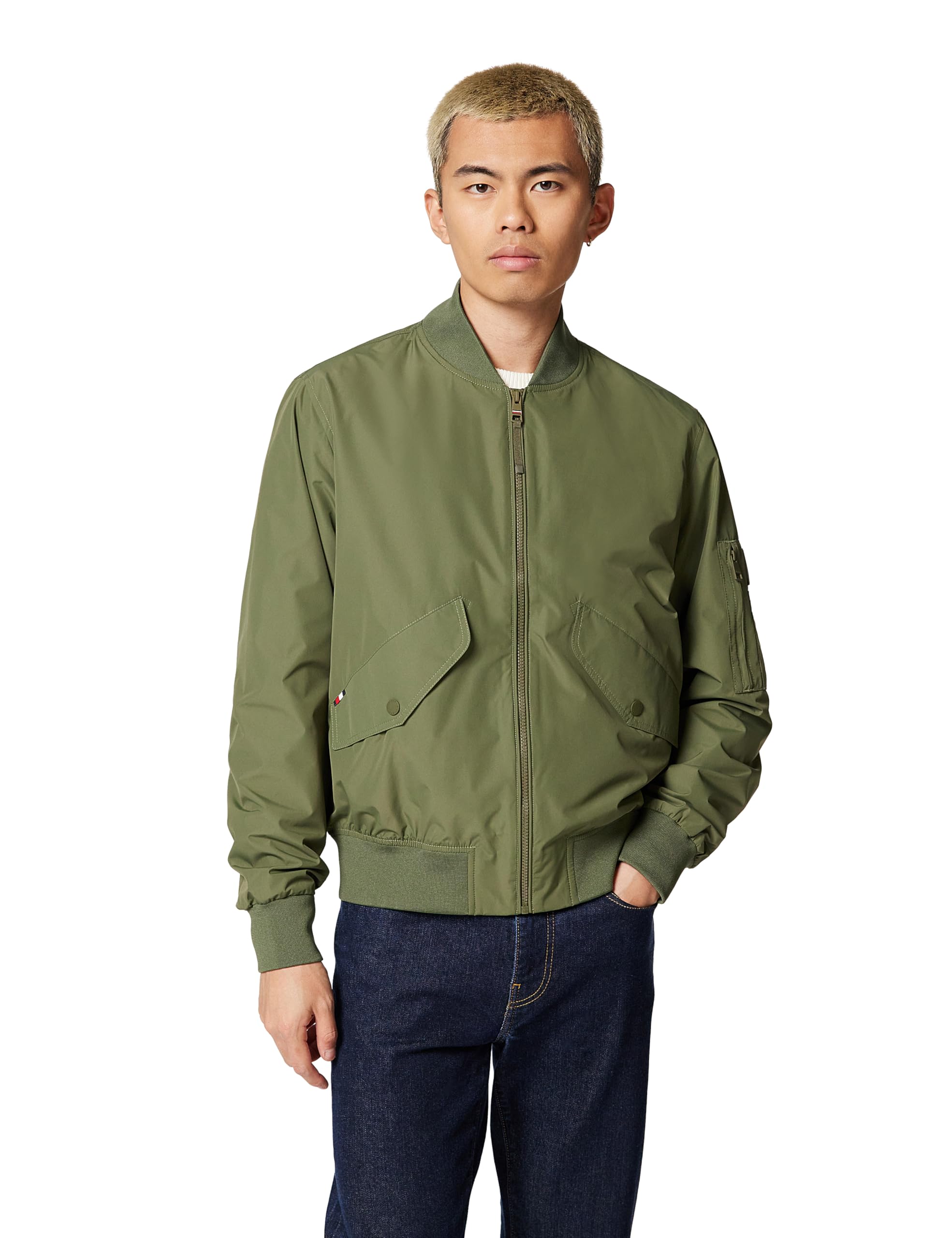Tommy Hilfiger Herren Bomberjacke Packable mit Baseballkragen, Grün (Battle Green), XL
