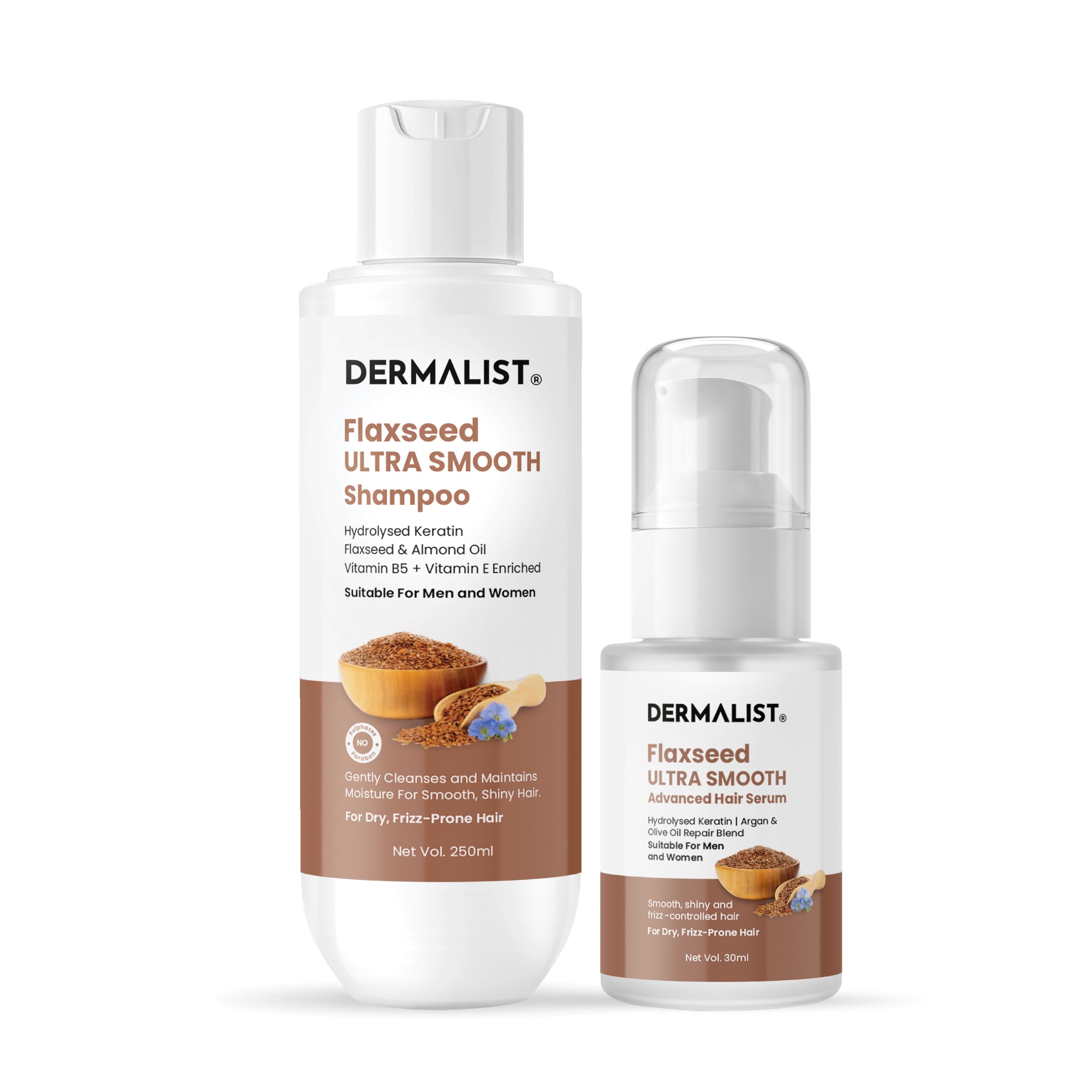 Dermalist Flaxseed Ultra Smooth Shampoo & Flaxseed Ultra Smooth Advanced Hair Serum | Keratin, Olive Oil & Amino Acids | Frizz Control | Pack of 2 | 280 ml-image-38
