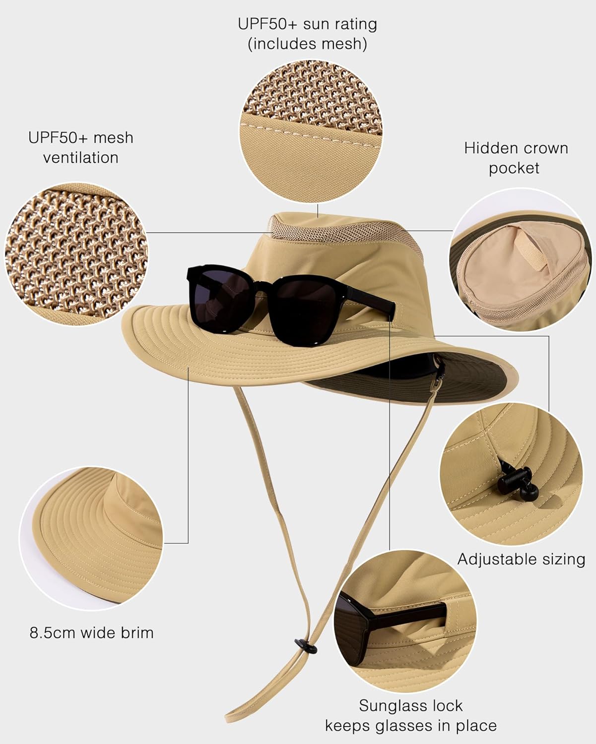 TOP-EX Oversized XL XXL Waterproof UPF 50+ Wide Brim UV Protection Sun Hats for Men Big Head Safari Bucket - Image 2