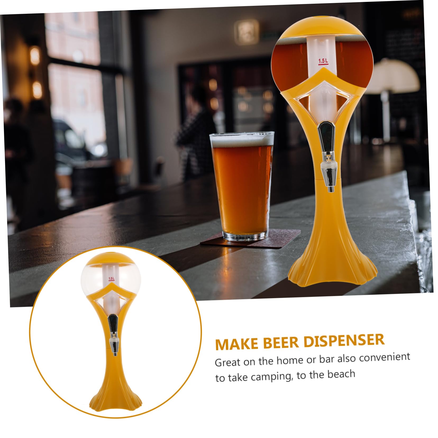Cabilock Dispensador De Cerveza A Prueba De Fugas 1 Grifo Creativo Para Bebidas Dispensador De Cócteles De Plástico Amarillo De 1 5 L