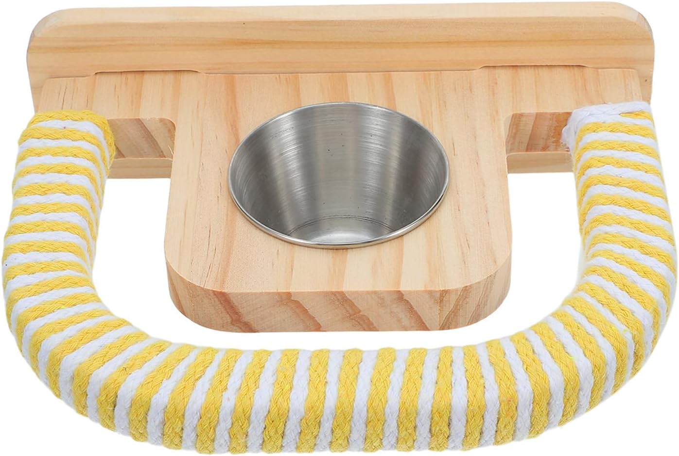 Garneck Bird Perch with Feeder Cup for Parrots and Cockatiels Rope-surfaced Wood Stand with Removable Food Bowl Stable Cage Accessory for Safe Feeding and Resting Easy to Clean Indoor