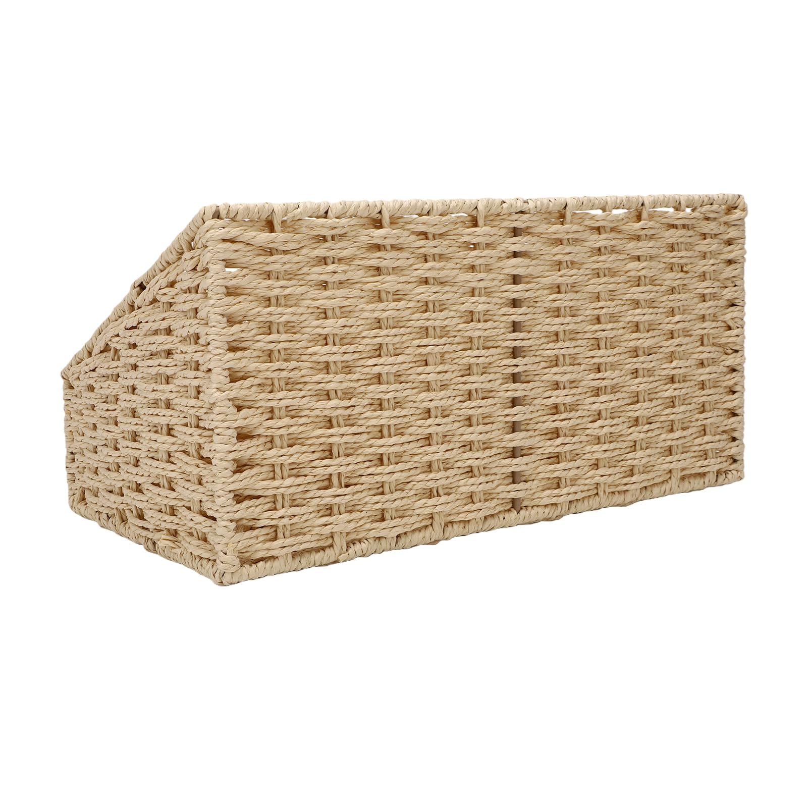 Luocute 2 Stück Gewebter Brief-Organizer, Schreibtisch-Aktenhalter, Papierfaser-Eisenrahmen (Beige)
