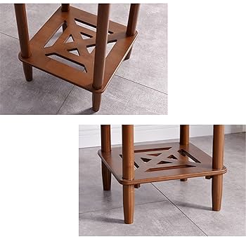 Amazon｜2段サイドテーブル、高さ60/70/80/90cm、木製スクエア