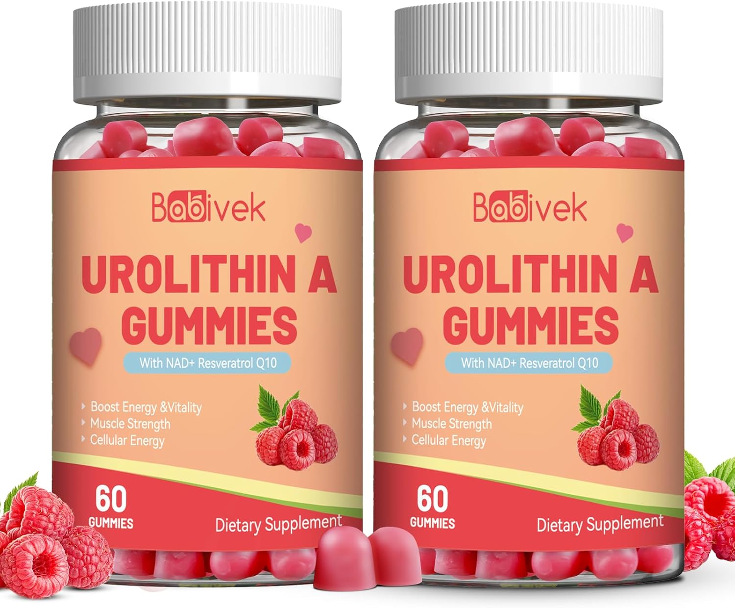 Urolithin A Supplement Gummies,Urolithin A+ Supplement with NAD+, CoQ10, Resveratrol,PQQ for Mitochondrial Support, Muscle Strength,Vegan 120ct