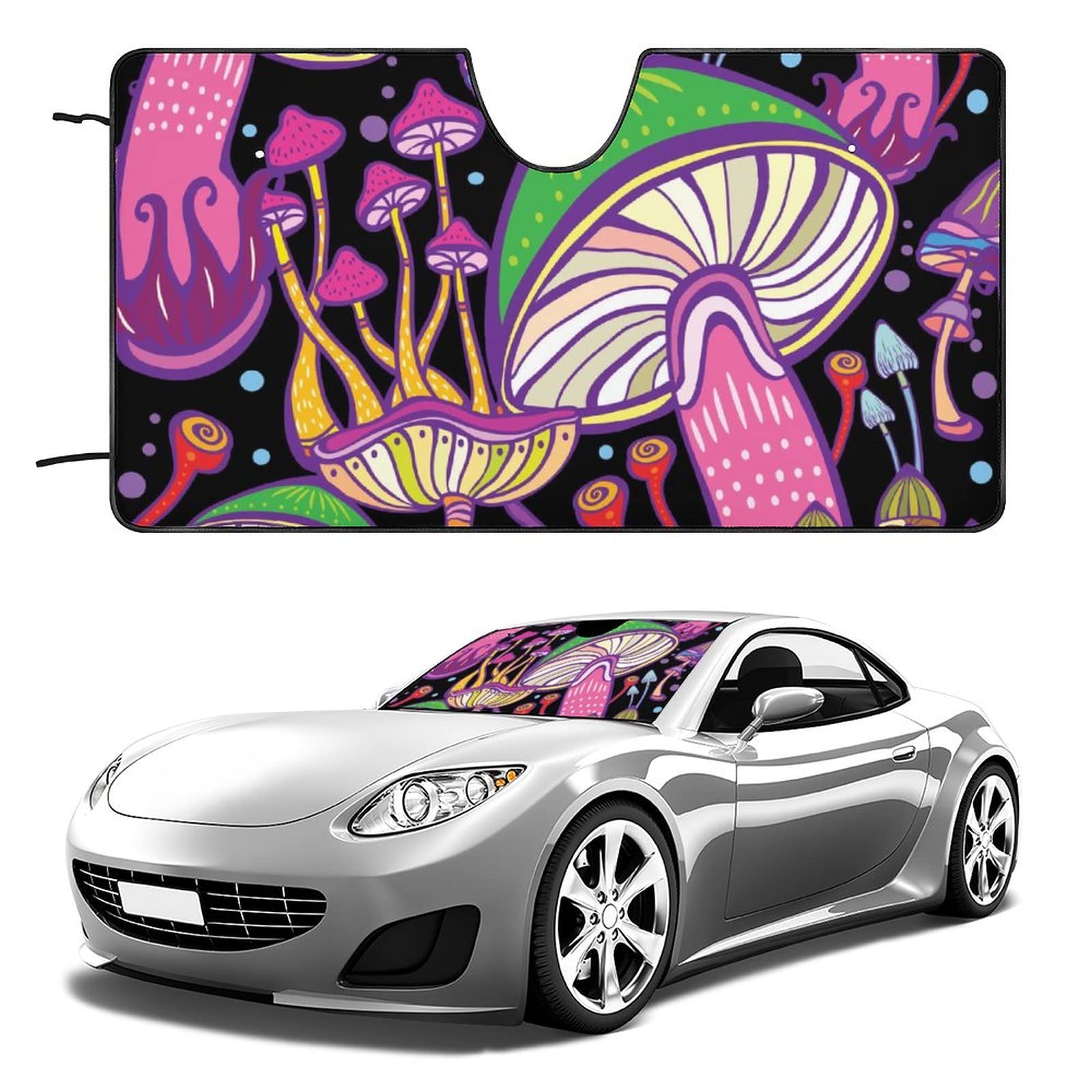 Parabrisas Protector Setas Decorativas - Rosa Parasol para Coche Delantero Plegable Protección Rayos UV Parasol Luna De Coche Universal para Vehículos Furgonetas SUV