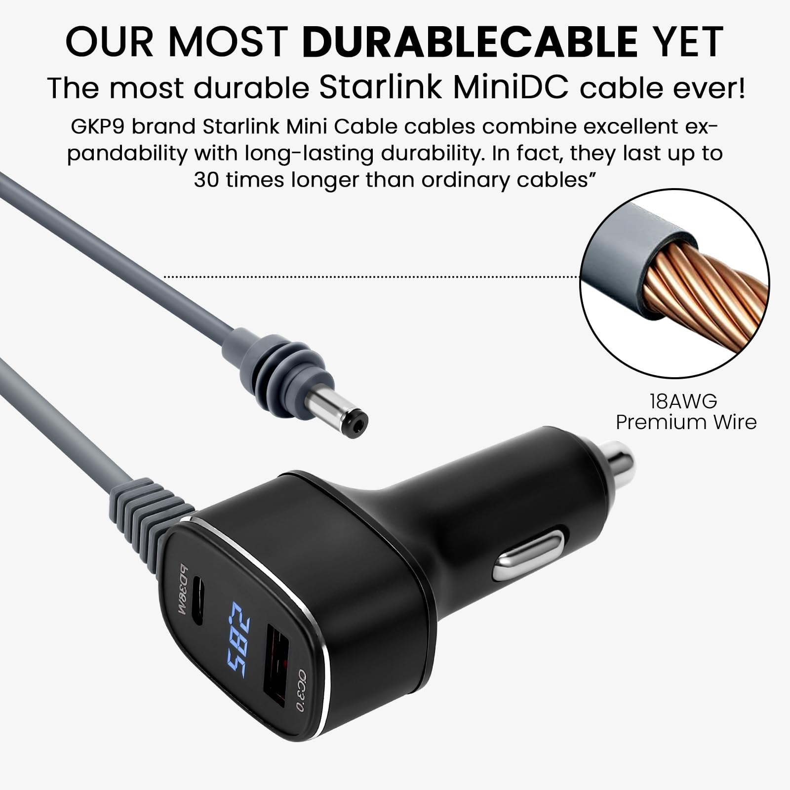 Starlink Mini Cable 3 in 1 Starlink Mini Car Charger Dc Power Cable 12v-24v Adapter with Digital Display — view 4