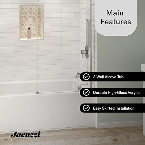 Miniatura 3 de Jacuzzi S1S6632BRXXRSW Jacuzzi S1S6632BRXXRS Signature - Bañera acrílica de tres paredes con drenaje derecho y desbordamiento, incluye falda