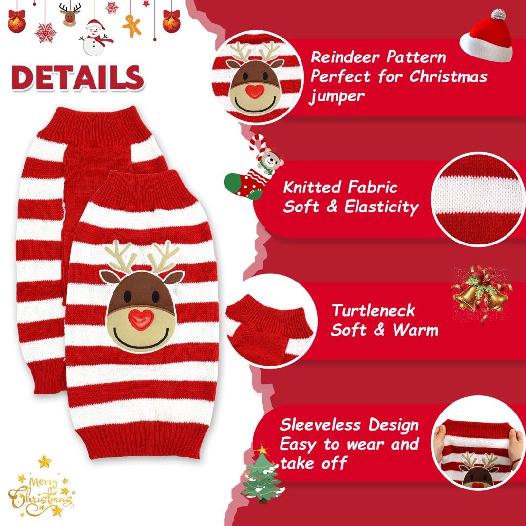 Maglioncino Cane Gatto Inverno Caldo Renna Maglione Natalizio Vestito per Taglia Piccola Media Grande Bianco XXS