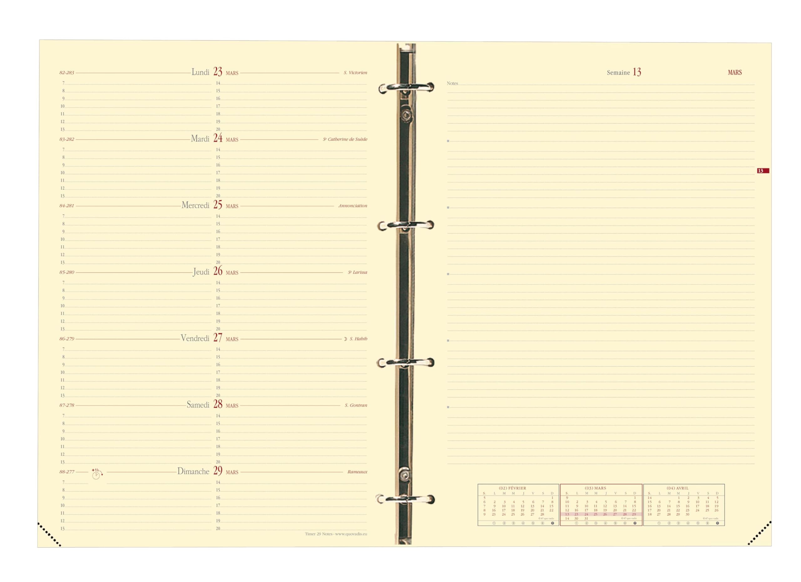 Quo Vadis – Organizador 2024-2025 – Timer 29 Notes – Semanier Notes – Francés – Club – Negro – 16 meses de septiembre a diciembre – 21 x 29,7 cm – Papel Clairefontaine marfil – Fabricación francesa