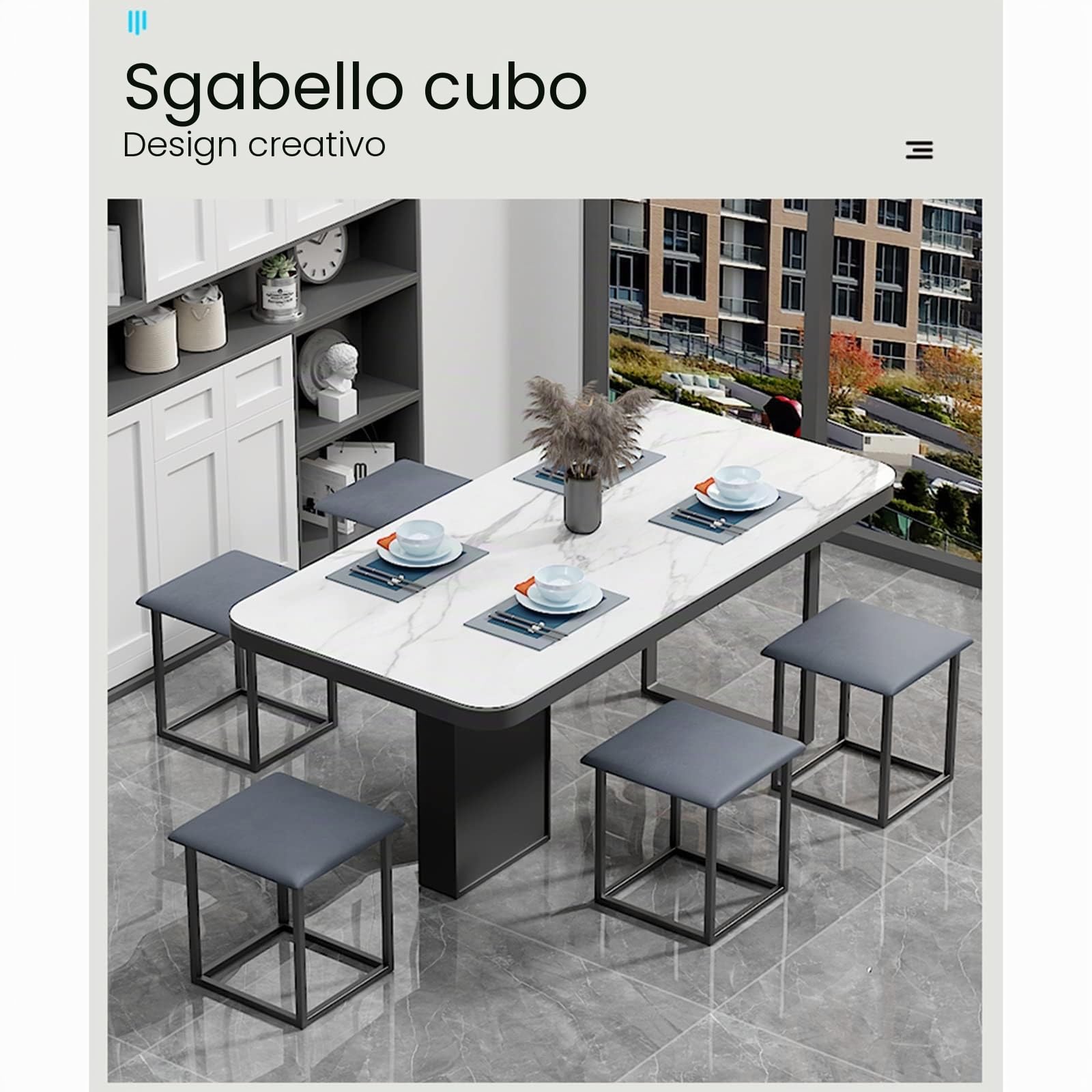 Trasforma il tuo spazio abitativo con la versatile poltrona ottomana 5 in 1 a cubo, impilabile con ruote girevoli e sgabello quadrato in tessuto tecnologico per soggiorno/sala da pranzo