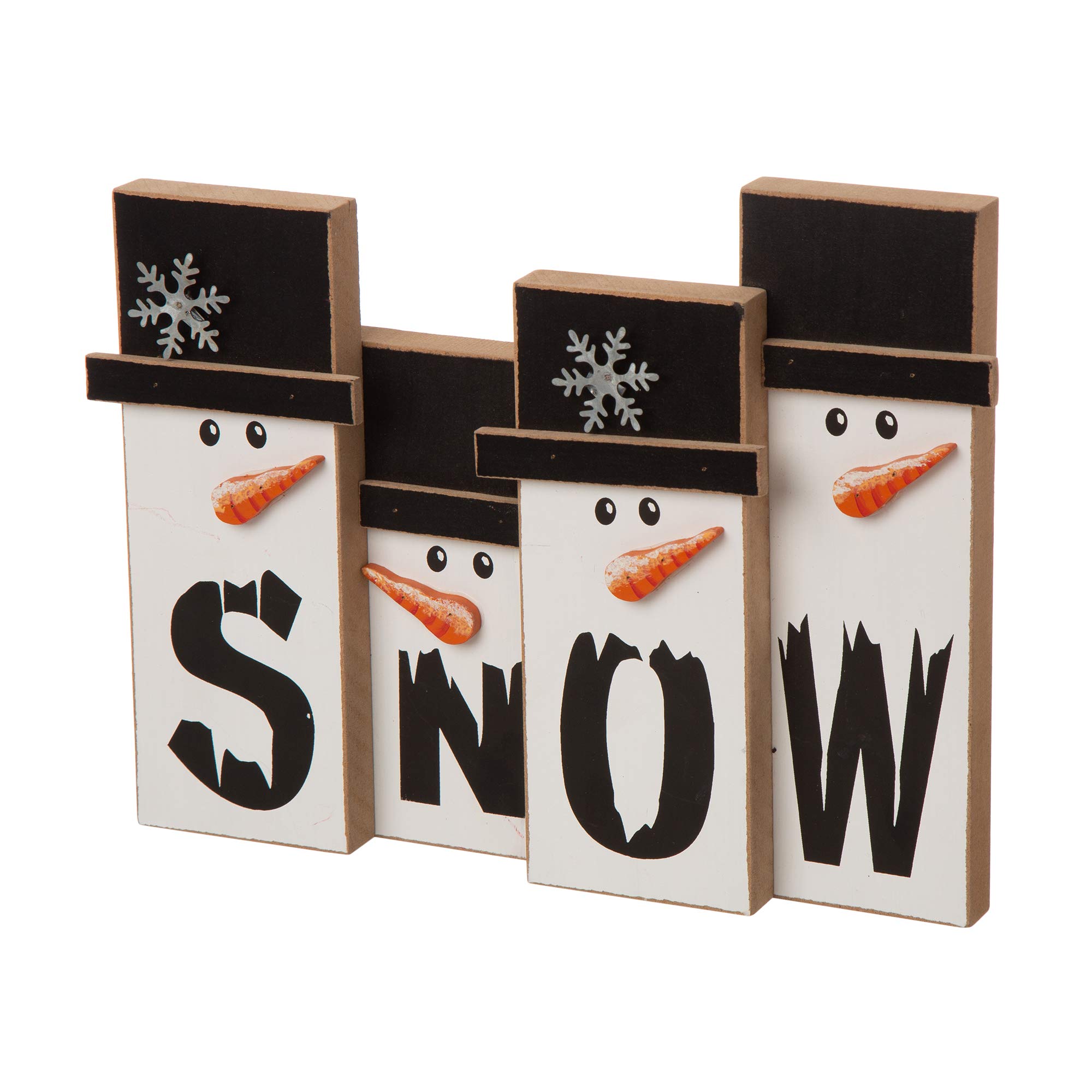 Centre de Table de Noël en Bois avec Bonhomme de Neige 29,7 cm pour Déco Maison