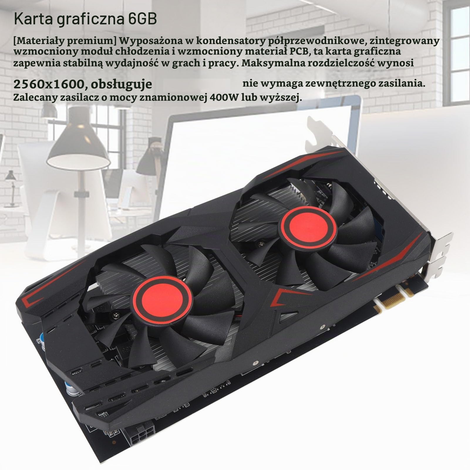 550TI 6 GB GDDR5 192 -bitowa Karta Graficzna, Karta Graficzna do Komputera Stacjonarnego, Port HDMI DVI VGA, Gniazdo PCIE 2.0 16x, Podwójny Wentylator, Obsługa DirectX 11, 783
