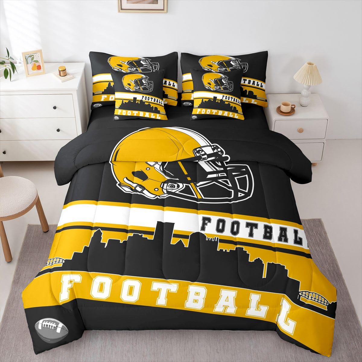 Erosebridal Football City 7 Pcs Comforter Set Football Bedding Boys King