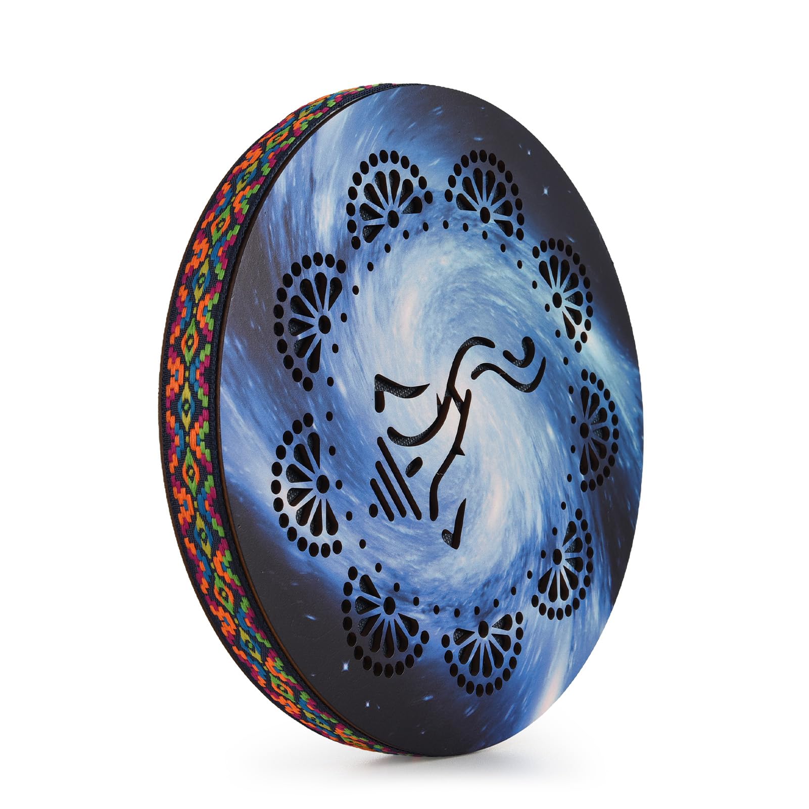 Btuty 10 Pollice Ocean Drum Etnico Percussione Strumento Dipinto Modello di Tamburo di Legno di Betulla Bordo Intrecciato per Casa Forniture per Feste Musica Onomatopeica Portatile Tamburo A Mano