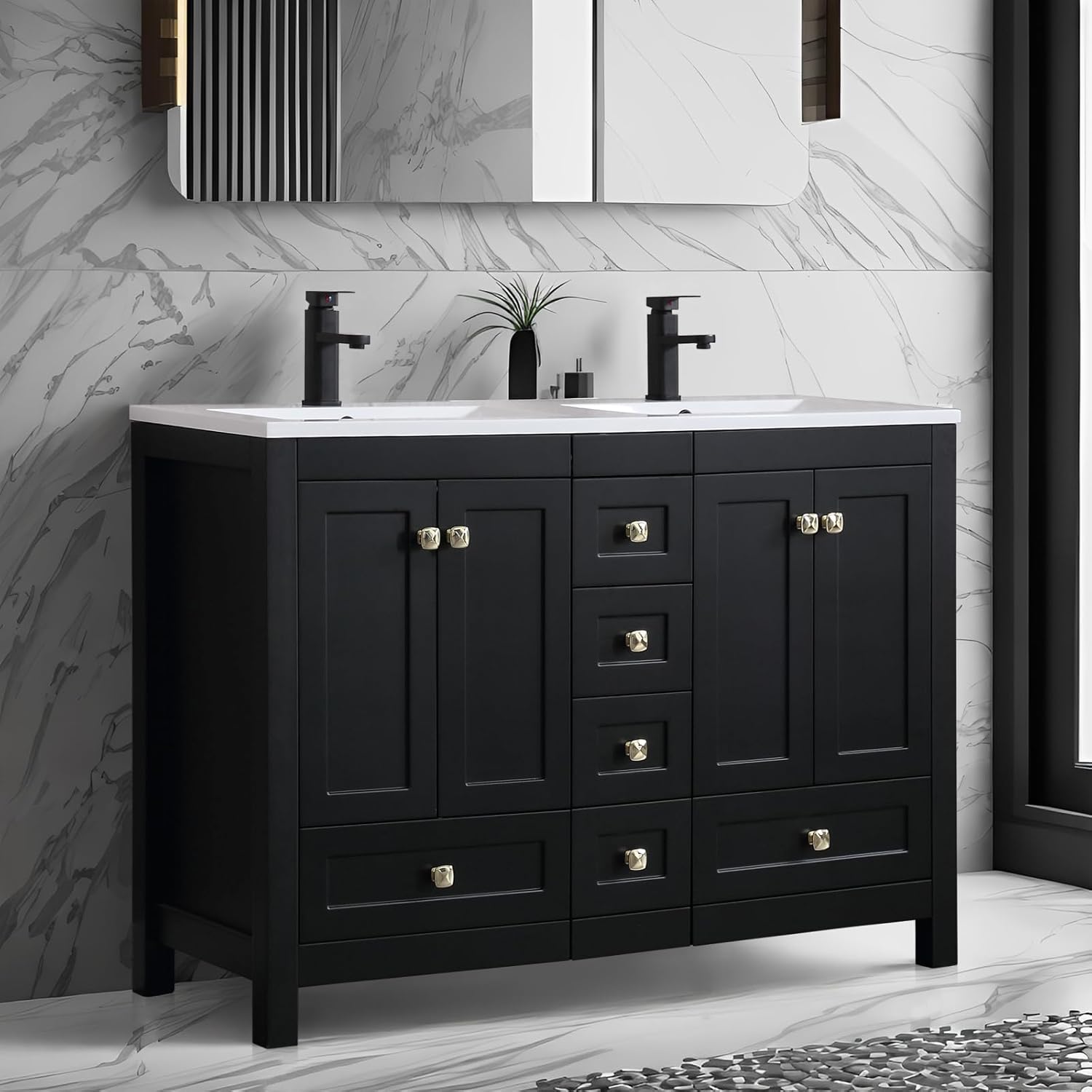 Amazon.com: eclife 48" Bathroom Vanities Cabinet with Sink Combo Set, Undermount Double Resin ...