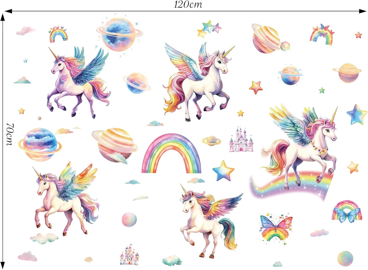 SHUCHING DIY Unicorn Wall Sticker Peel and Stick, Vinyl Rainbow Wall Decal, Wall Decor for Girls Bedroom Baby Nursery Playroom - Image 4