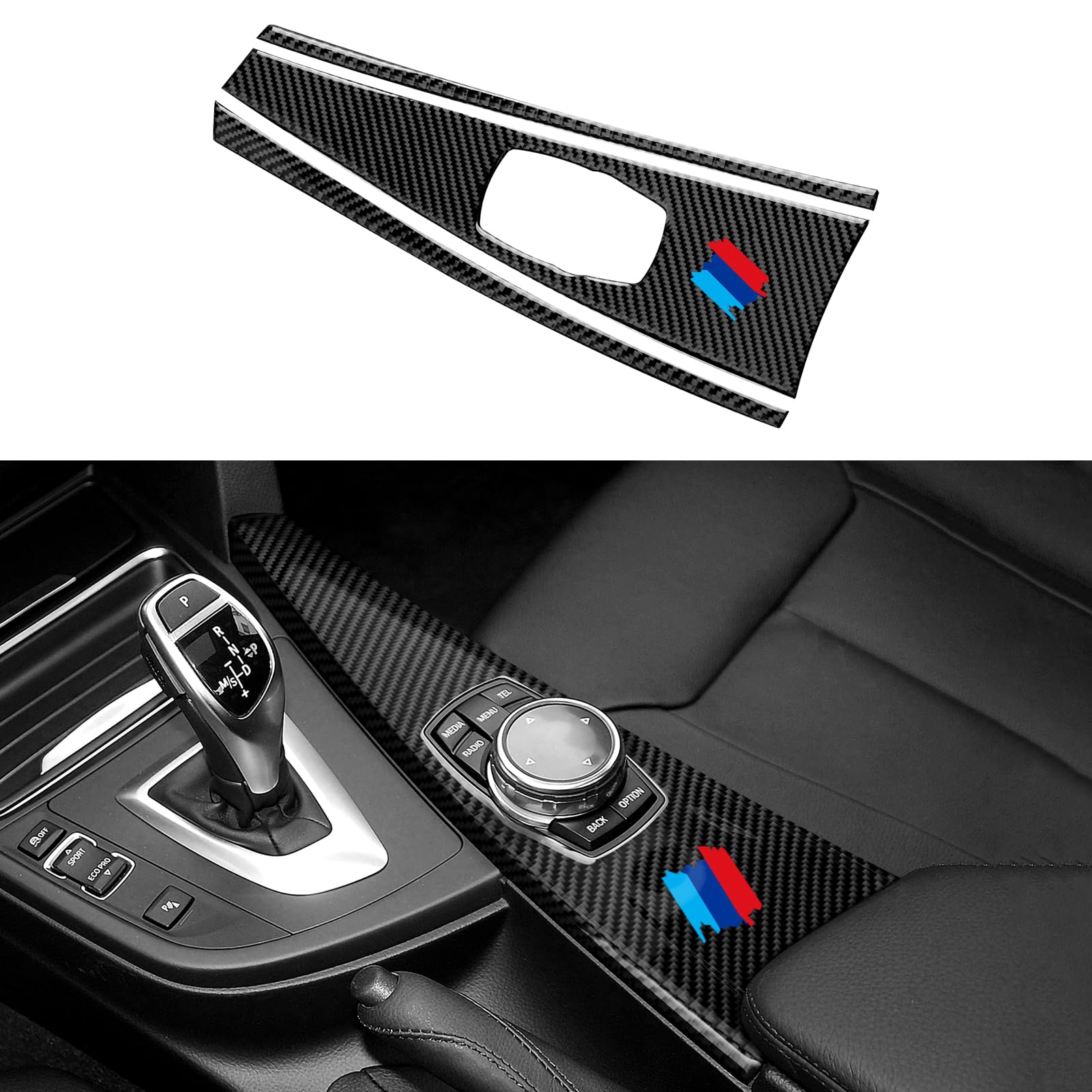 Car Multimedia Panel Trim Carbon Fiber Decal Center Console Sticker fits for BMW 3 4 Seri…