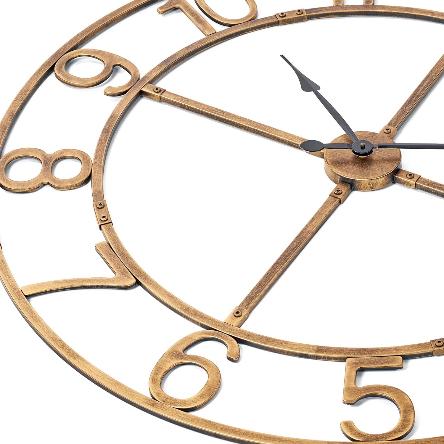 Large Wall Clock for Living Room Decor–40 Inch Silent Non-Ticking Modern Farmhouse Wall Clock, Oversized Decorative Metal Arabic Numeral Clock, Bronze