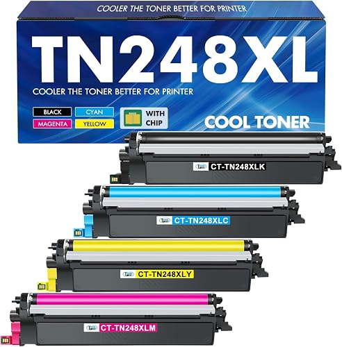 TN248 TN248XL TN-248XL MFC-L3740CDWE Toner DCP-L3560CDW MFC-L3760CDW 4-Pack