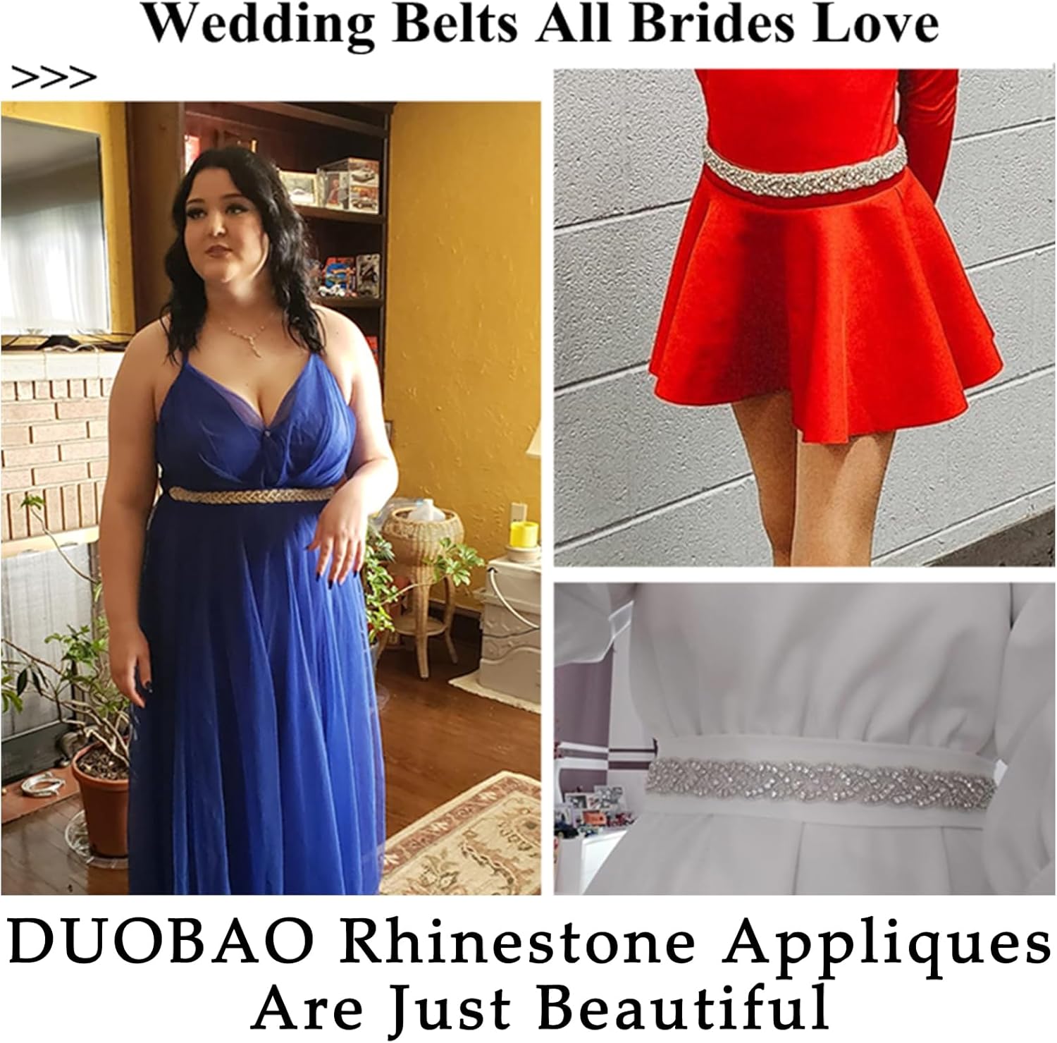 DUOBAO Wedding Belt Rhinestone Applique Crystal Rhinestone Trim 1 Yard Wedding Dress Belt Girls Beaded Sash Belt - Image 6