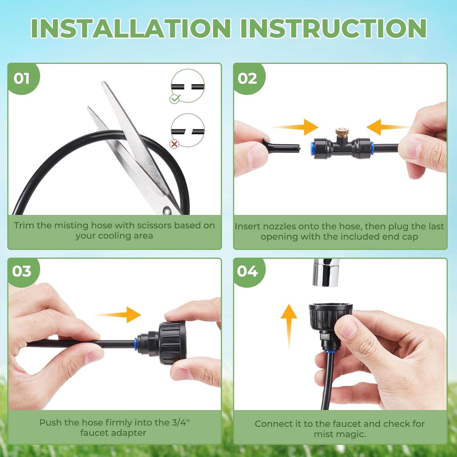 10m Kit d’Irrigation Système avec 10 Buses de Brume avec Joint en T,Système de Refroidissement parbrumisateur par Brouillard pour Jardin,Serre(Bleu