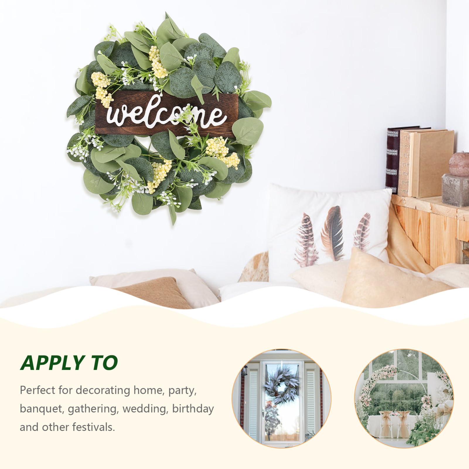 de Eucalipto Verde Artificial para Puerta de Bienvenida