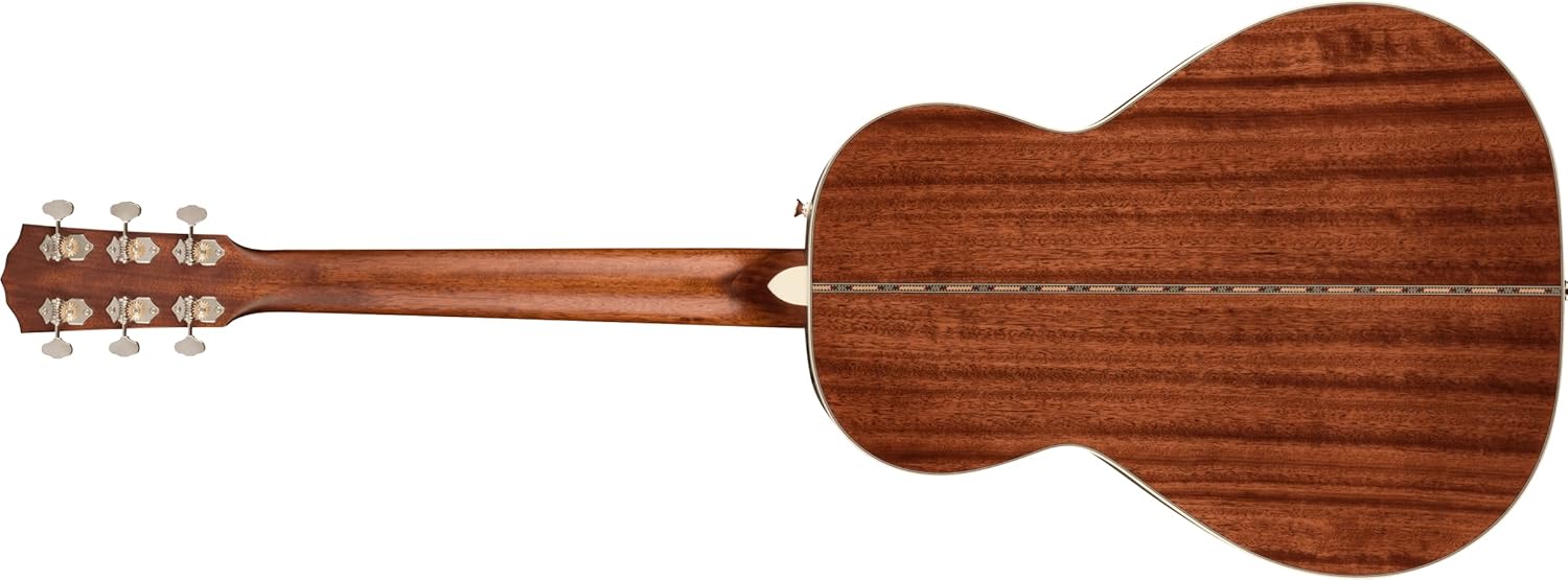 Fender Paramount PS-220E Parlor Acoustic Guitar, Natural, with Case