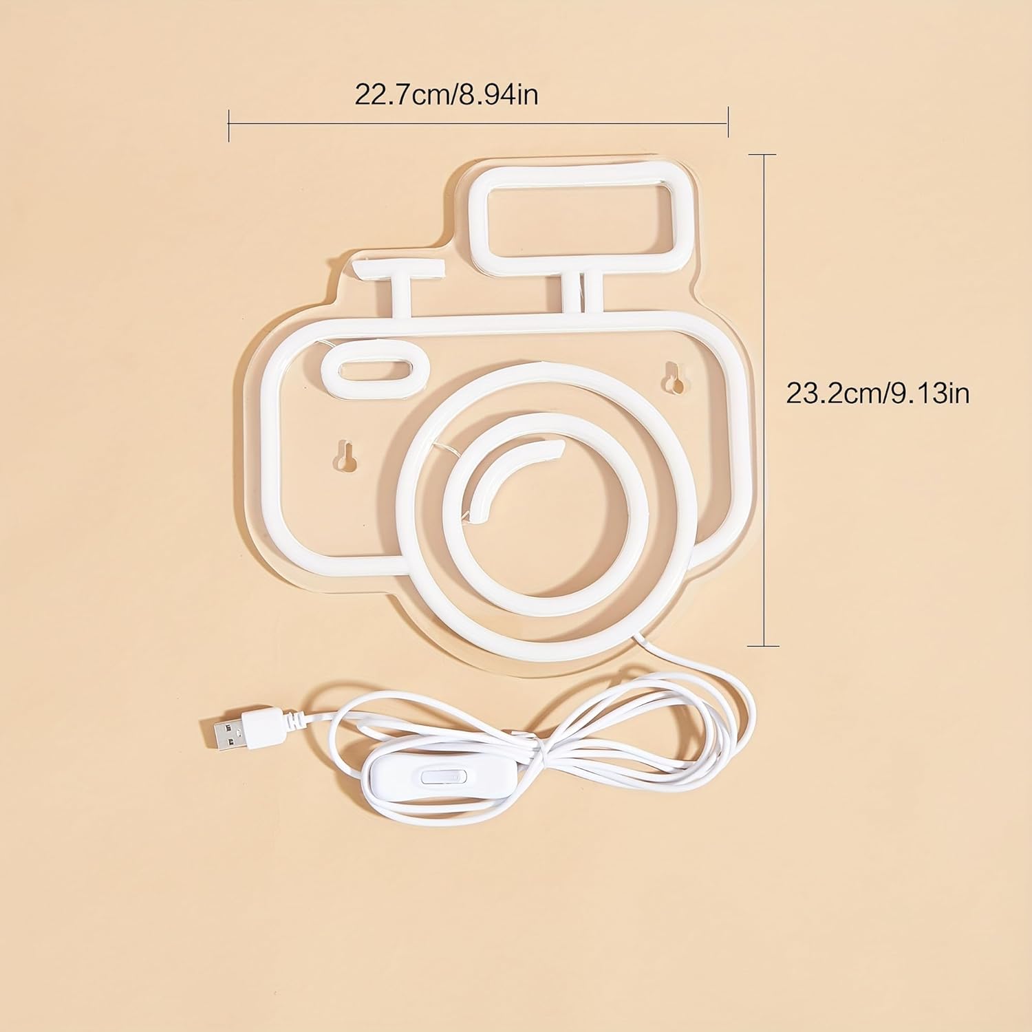 LED Camera Neon Sign, USB Powered Night Light, 3D Wall Art Decor Lamp for Game Room, Bedroom, Living Room, Party - Kids, Girls, Boys