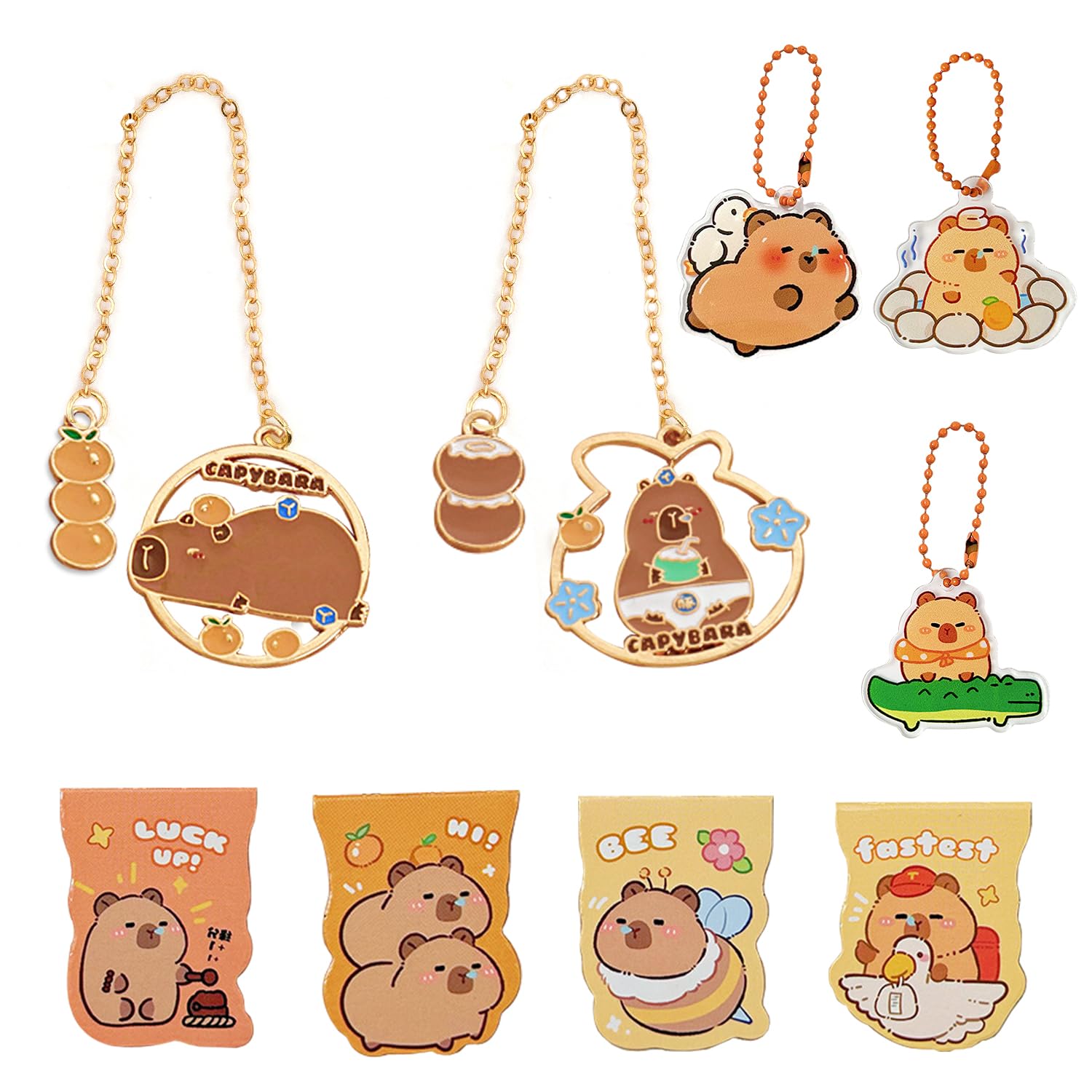 3 Pcs Porte-clés à Perle Magnétique+3 Pcs Pendentif Capybara, Tableau à