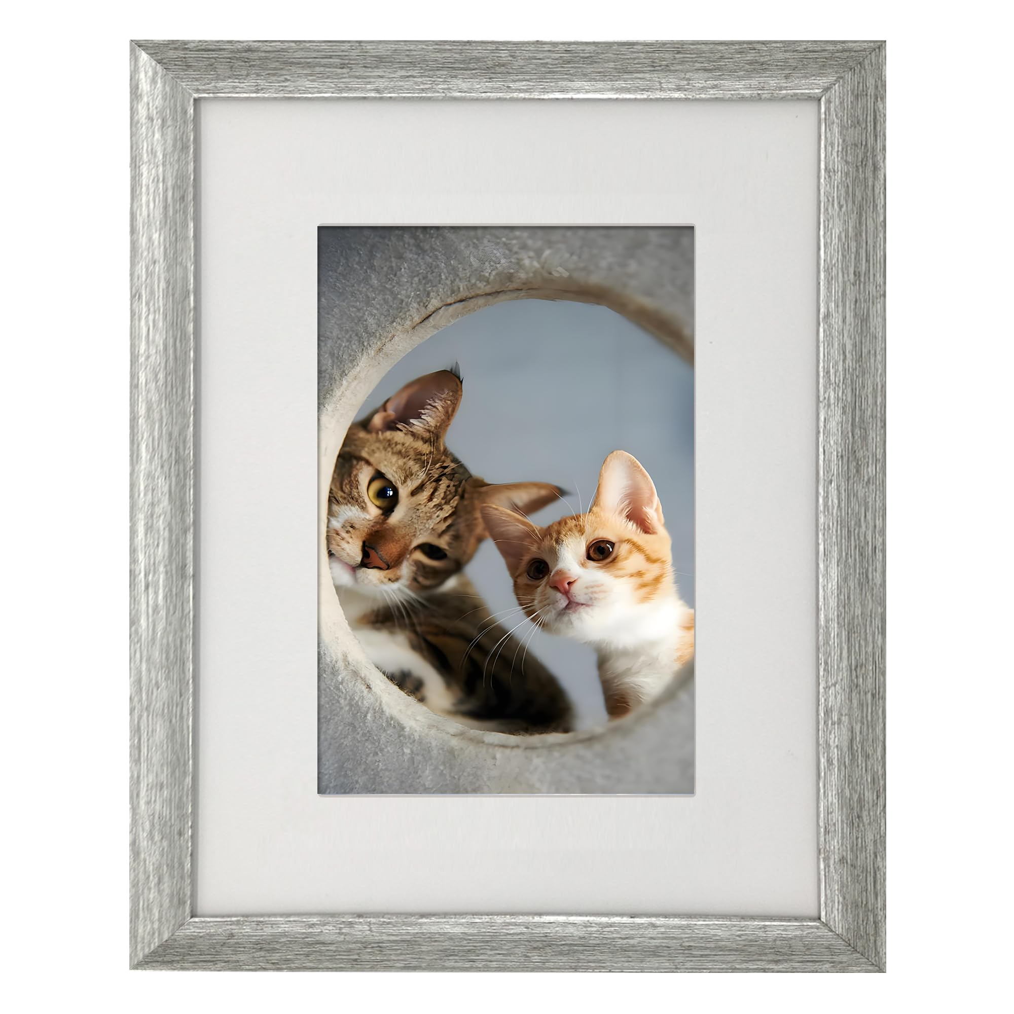 8x10(20.3x25.4CM) Photo Frame Gallery Picture frame with 5x7 mat,Freestanding and Wall Mountable,Silver