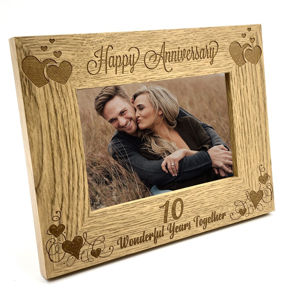 Ukgiftstoreonline Happy 10Th Anniversary Wooden Photo Frame Gift (8 X 10 Inch)