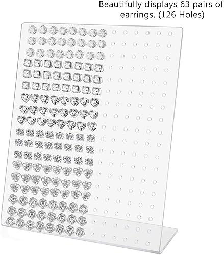 Miniatura 5 de Marketing Holders Soporte de exhibición de aretes, 126 pares de acrílico transparente inclinado para aros, tachuelas o colgantes, ferias de