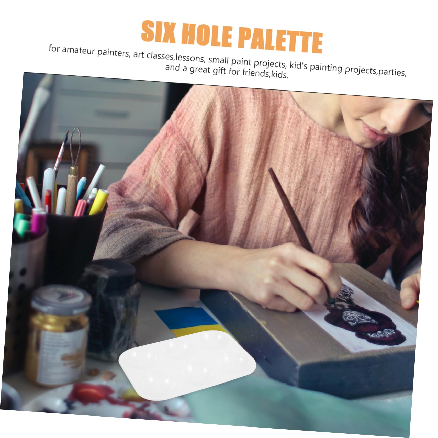 Quadratische Aquarellpalette aus Kunststoff mit Sechs Löchern, 12 Stück