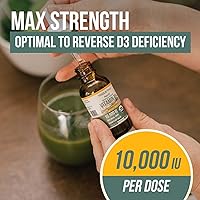 Vista 3 de Vitamina D3 orgánica de 10,000 UI – Planta D3, vegana, fuerza máxima sublingual líquido D3 gotas – 200% mayor absorción, 100%