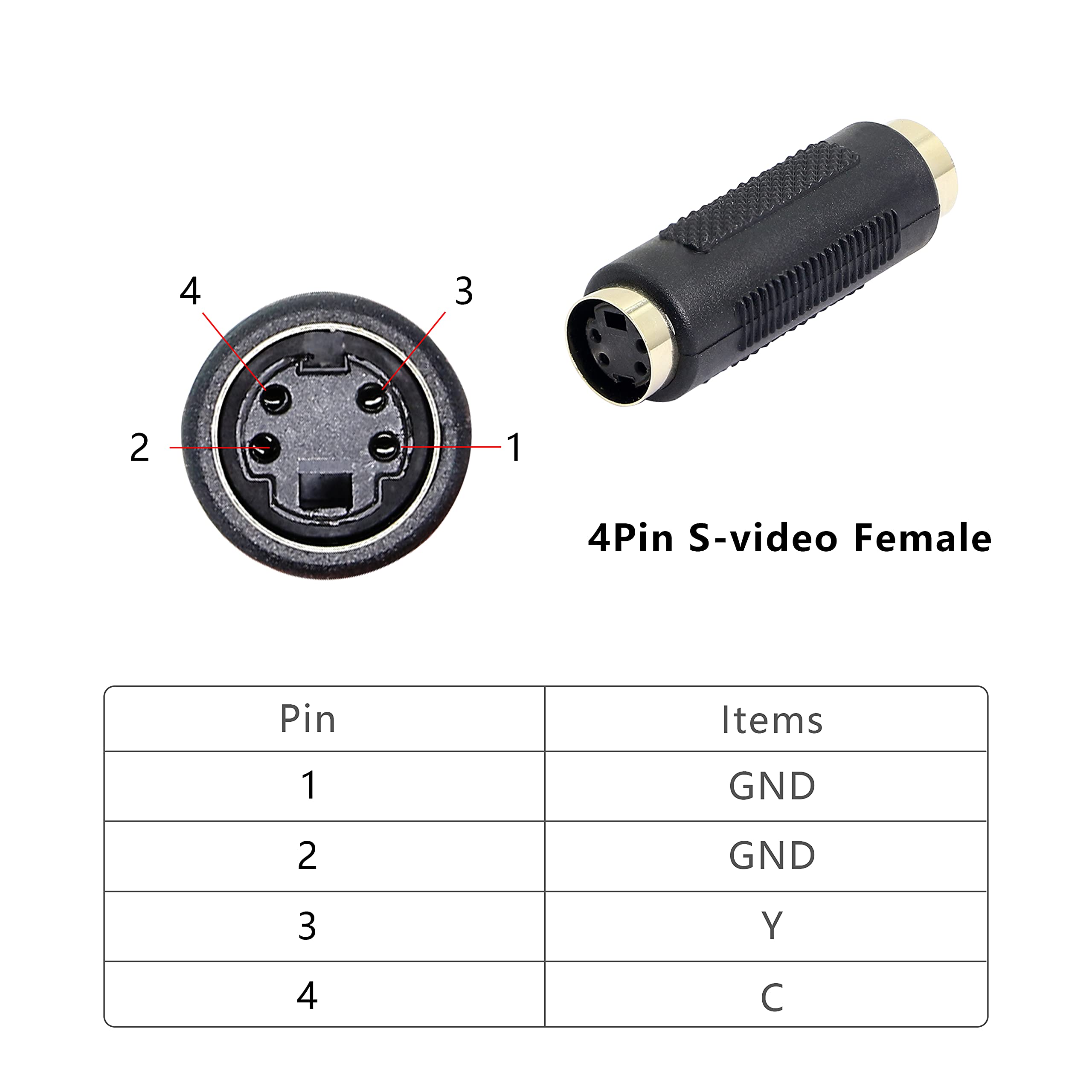 Cavo Adattatore Da Femmina A Femmina S-Video Mini DIN 4Pin S Video
