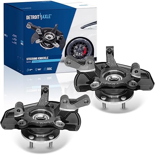 Detroit Axle - Front Steering Knuckles & Wheel Bearing Hubs for Dodge Caliber Jeep Patriot Compass 2007-2017, 2008 2009 2010 2011 2012 2013 2014 2015 2016 Knuckles with Wheel Bearing Hubs Replacement