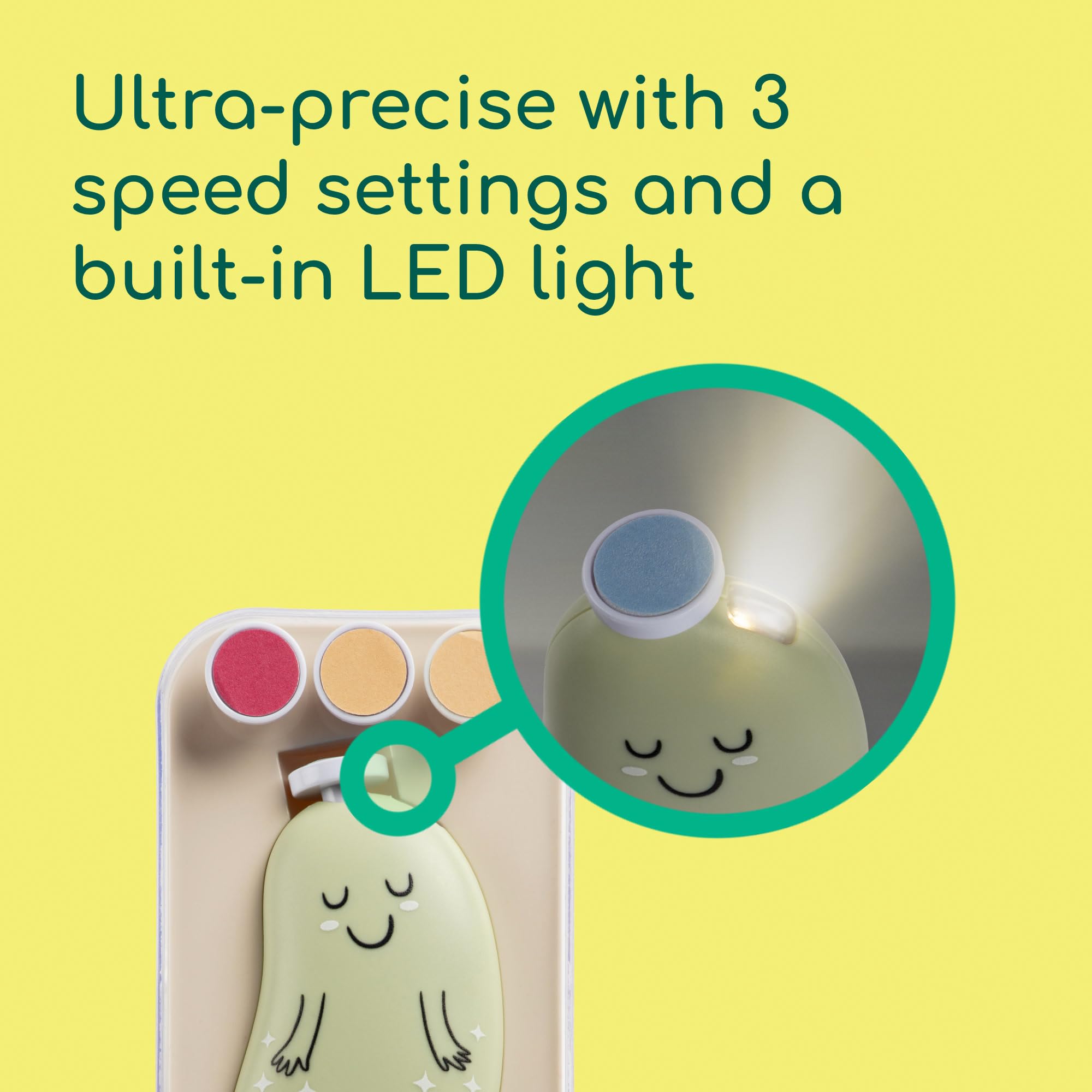 Bebeconfort Electric Baby Nail File, from Birth, for Babies and Toddlers 7 Nail Files with Different Textures, USB-C Charging - Image 4