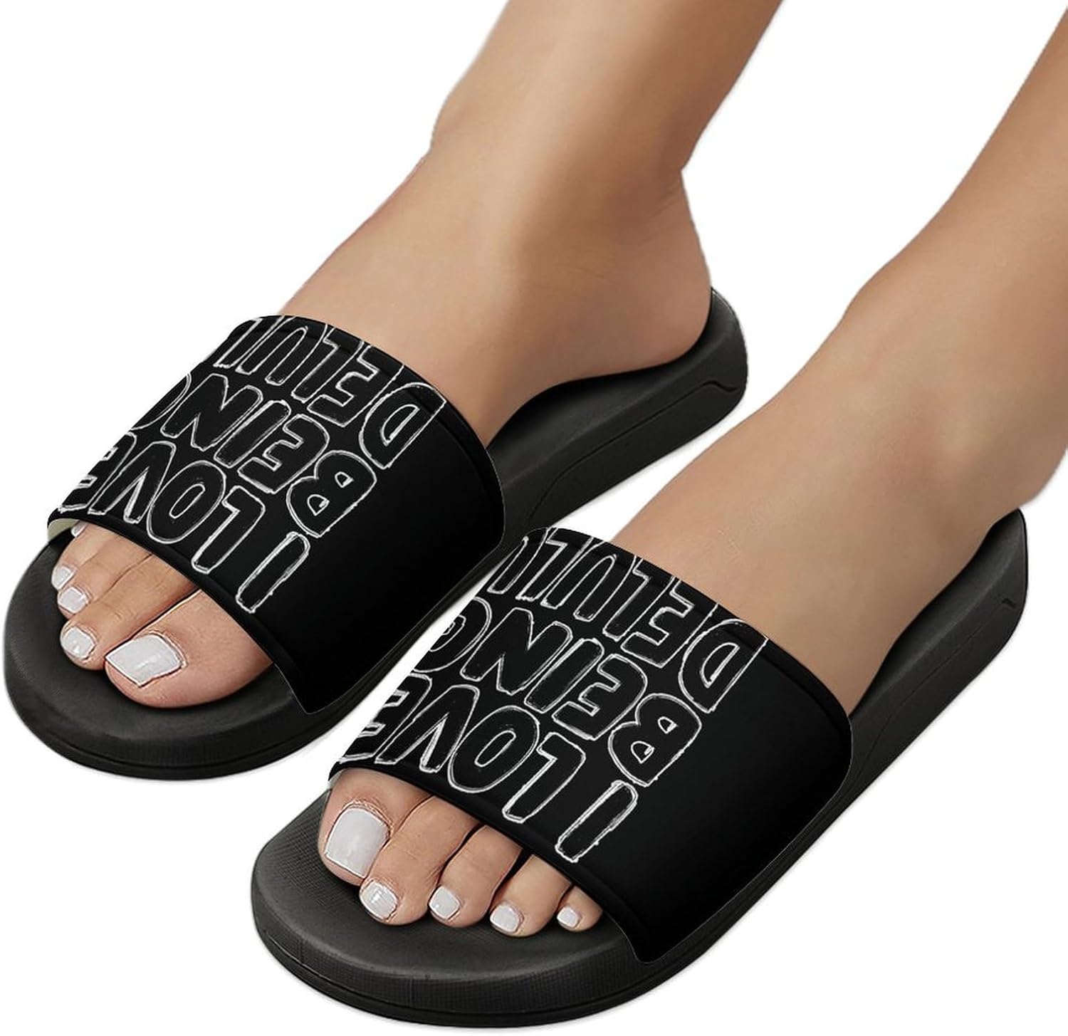 I Love Being Delulu Men's Slippers Casual Non-Slip Slide Sandals Beach Bathroom Shower Shoes for Women