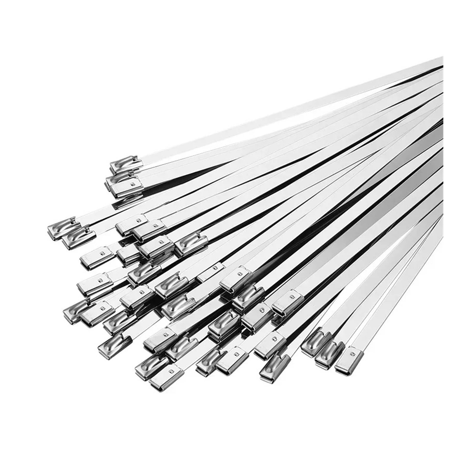 LYVQZPWLRcâble en acier inoxydable, Lot de 100 colliers de serrage métalliques en acier inoxydable 304, largeur 4,6 mm, 100 à 1000 mm, avec revêtement for échappement, multi-usages(4.6x100mm)