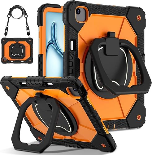 SUPERB. Ergonomic Kickstand Case for iPad Air 13 Inch (M2/M3/M4) (Black Orange)