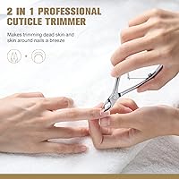 Vista 5 de FERYES - Corta cutículas con empujador, profesional 2 en 1, corta cutículas de 6 mm de mandíbula completa, herramienta de quitacutículas de acero