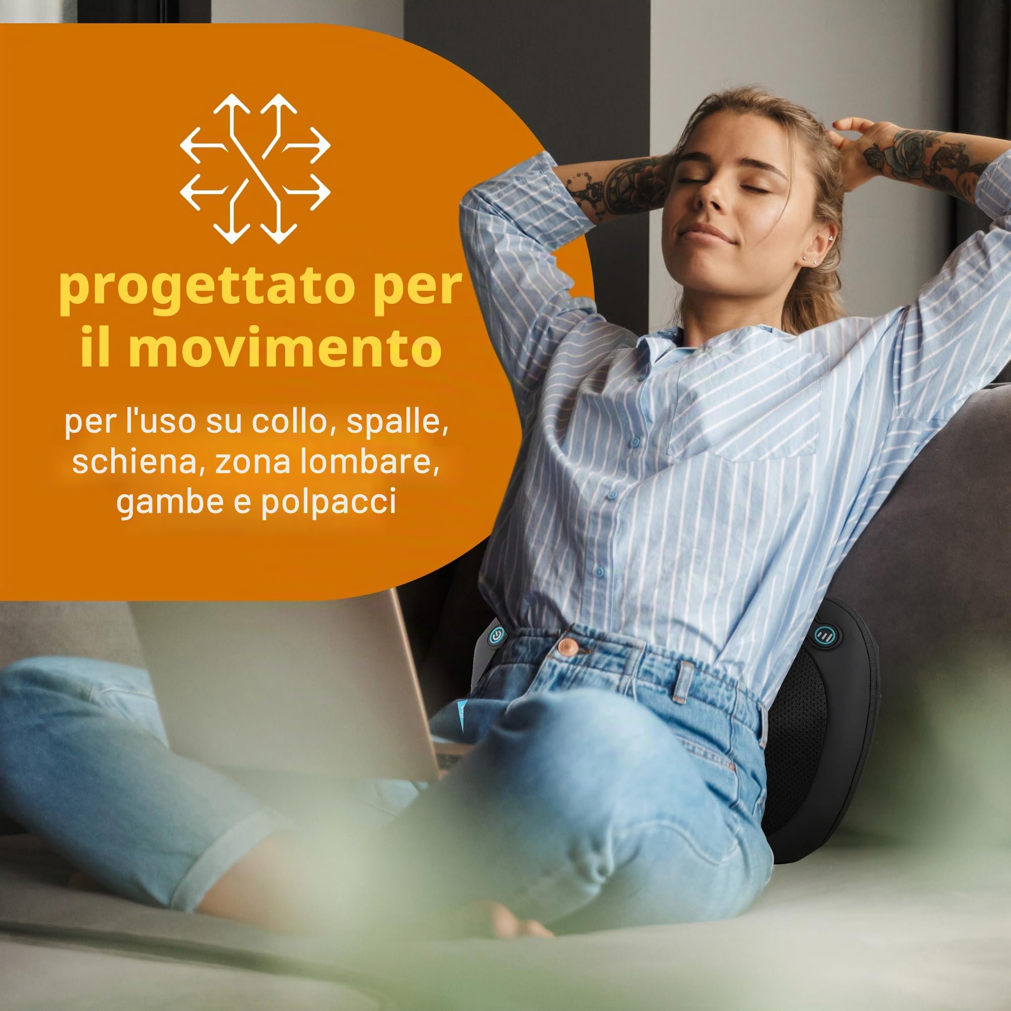 HoMedics Cuscino Massaggiante Shiatsu Riscaldato – Massaggiatore per Schiena, Collo e Spalle con Massaggio Profondo dei Tessuti, 4 Nodi Rotanti, 2 Direzioni, Cuscino Massaggiante Riscaldato