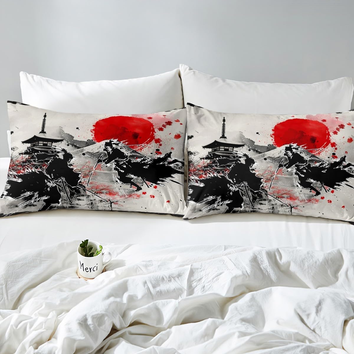 Feelyou Japanese Samurai Bed Sheet Set Boys Girls Twin Size Sunset image 4