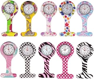 10 Pack Round Silicone Health Care Nurse Doctor Pin-on Brooch Watch Pocket Watches