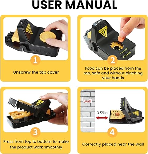 Miniatura 6 de Trampas para ratones PAMAX, trampas para ratones para el hogar, interior y exterior, rápidas y efectivas, reutilizables, carcasa de plástico ABS