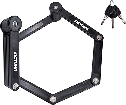 Miniatura 8 de SIGTUNA Candado plegable antirrobo para bicicleta, negro, 0.315 in plegable, cerradura de llave, impermeable