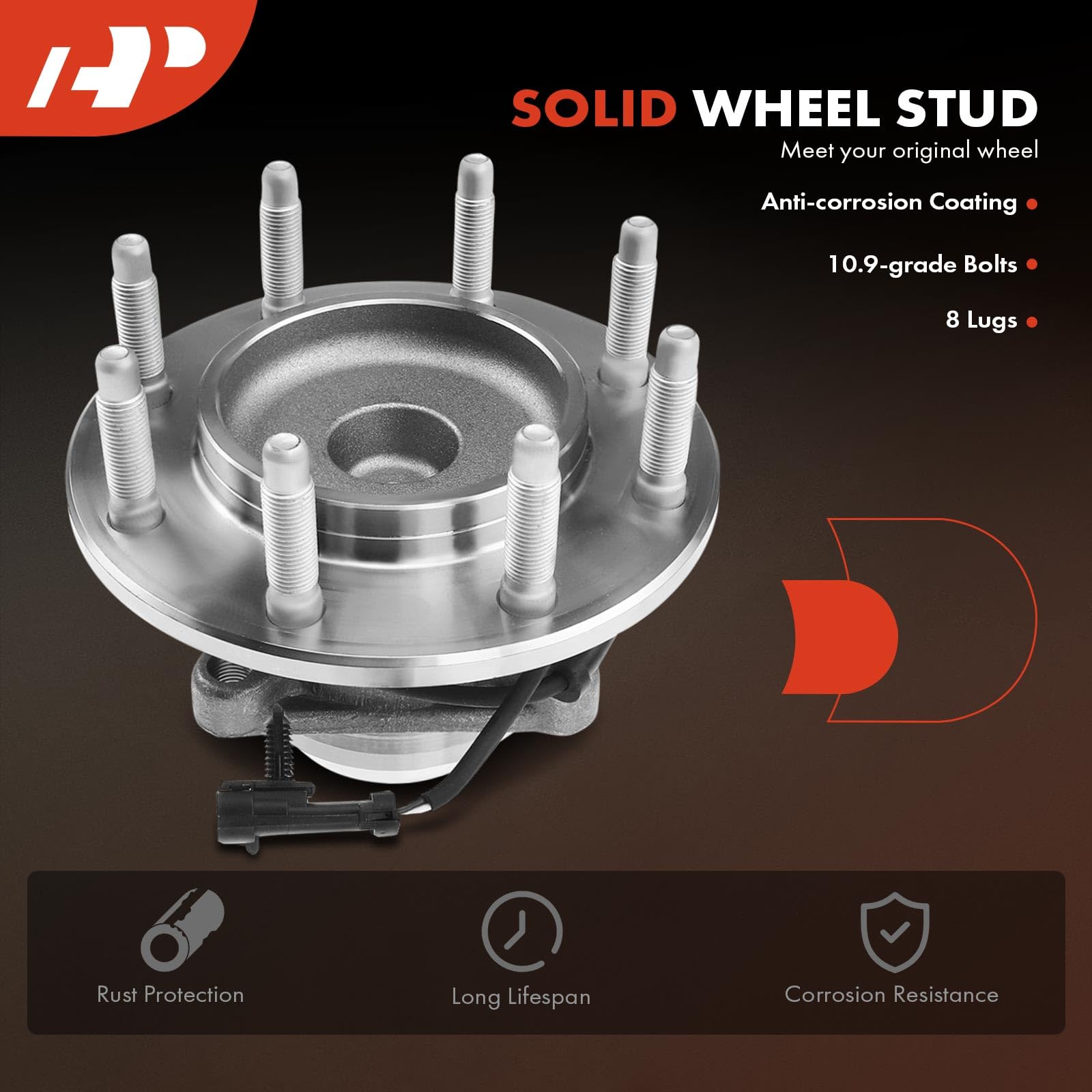 A-Premium Front Wheel Bearing & Hub Assembly With ABS - 8-Lug For 1999-2000 Chevy Silverado 2500/GMC Sierra 2500 RWD - View #4