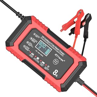 Battery Charger 12V8A LiFePO4, Smart Automatic Battery Holder with Temperature Compensation for Boats, SUV/LITHIUM, LiFePO4 and Lead Acid (AGM, GEL, MF, EFB, SLA)