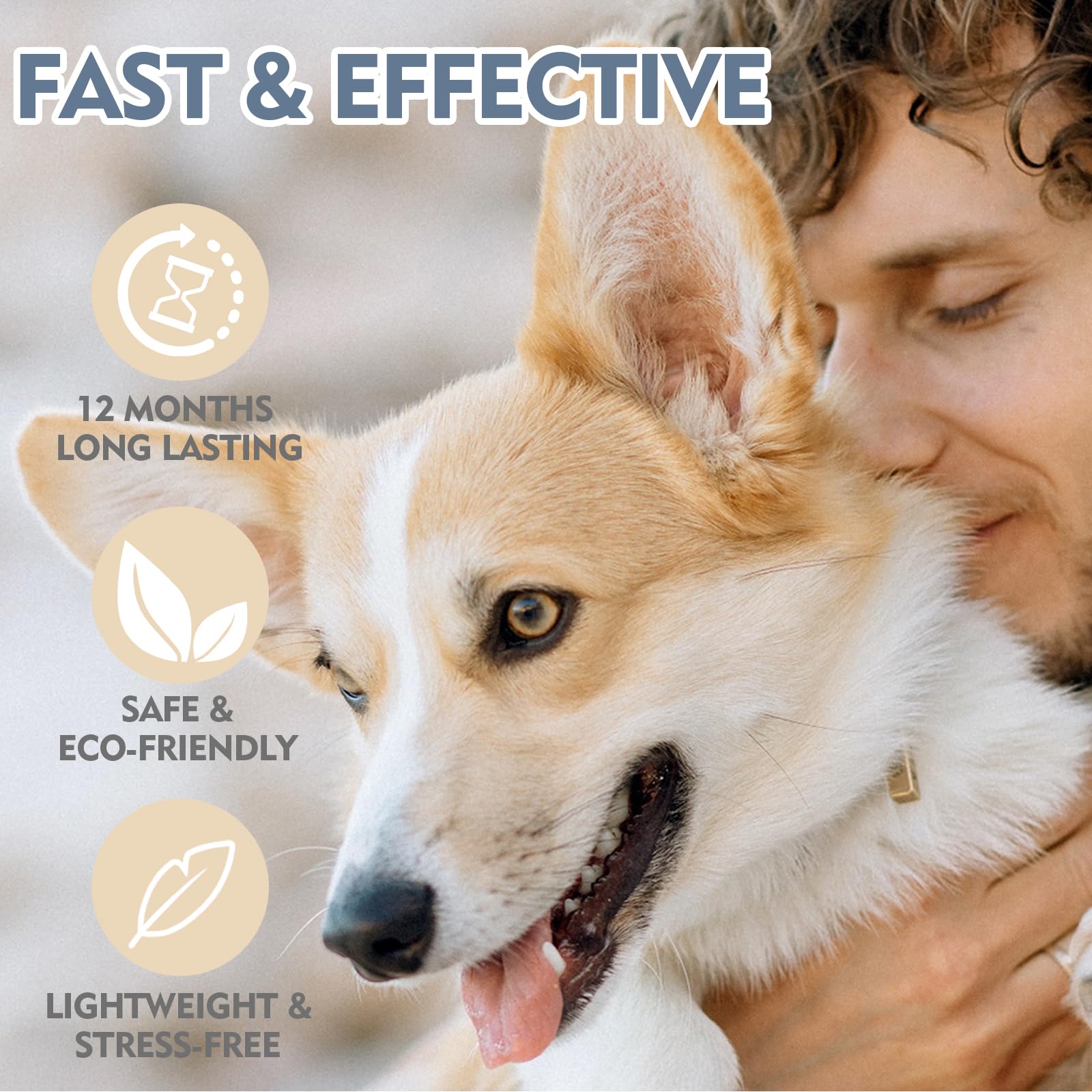 Collare Antiparassitario Per Cani, 12 Mesi di Protezione Collare Antipulci Cane Antiparassitario Cani Regolabile Impermeabile Collare Antipulci per Tutti i Cani (1Pack)