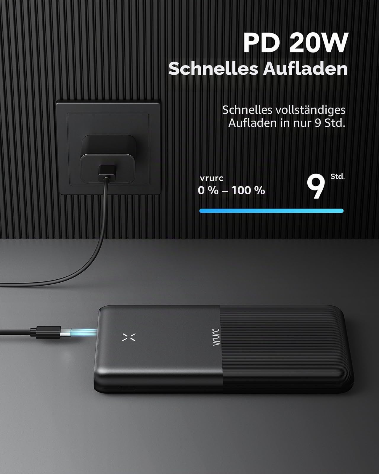 Powerbank 30000 mAh, VRURC 22,5 W Schnellladung tragbares Ladegerät, USB C